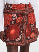 Falda irregular con estampado floral retro